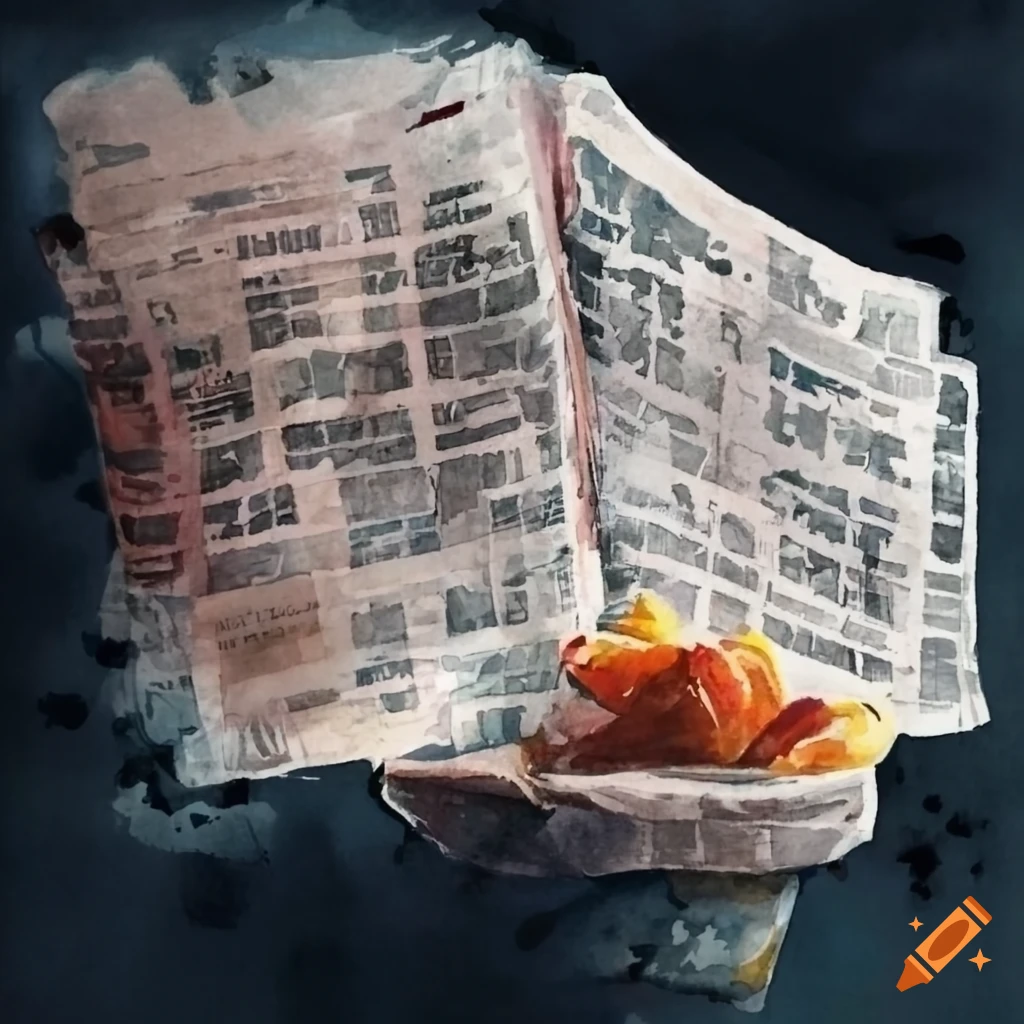 Newspaper in watercolor style