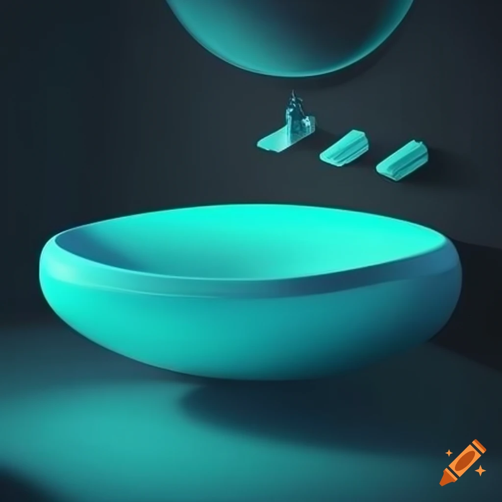 Illustrated futuristic sustainable washbasin