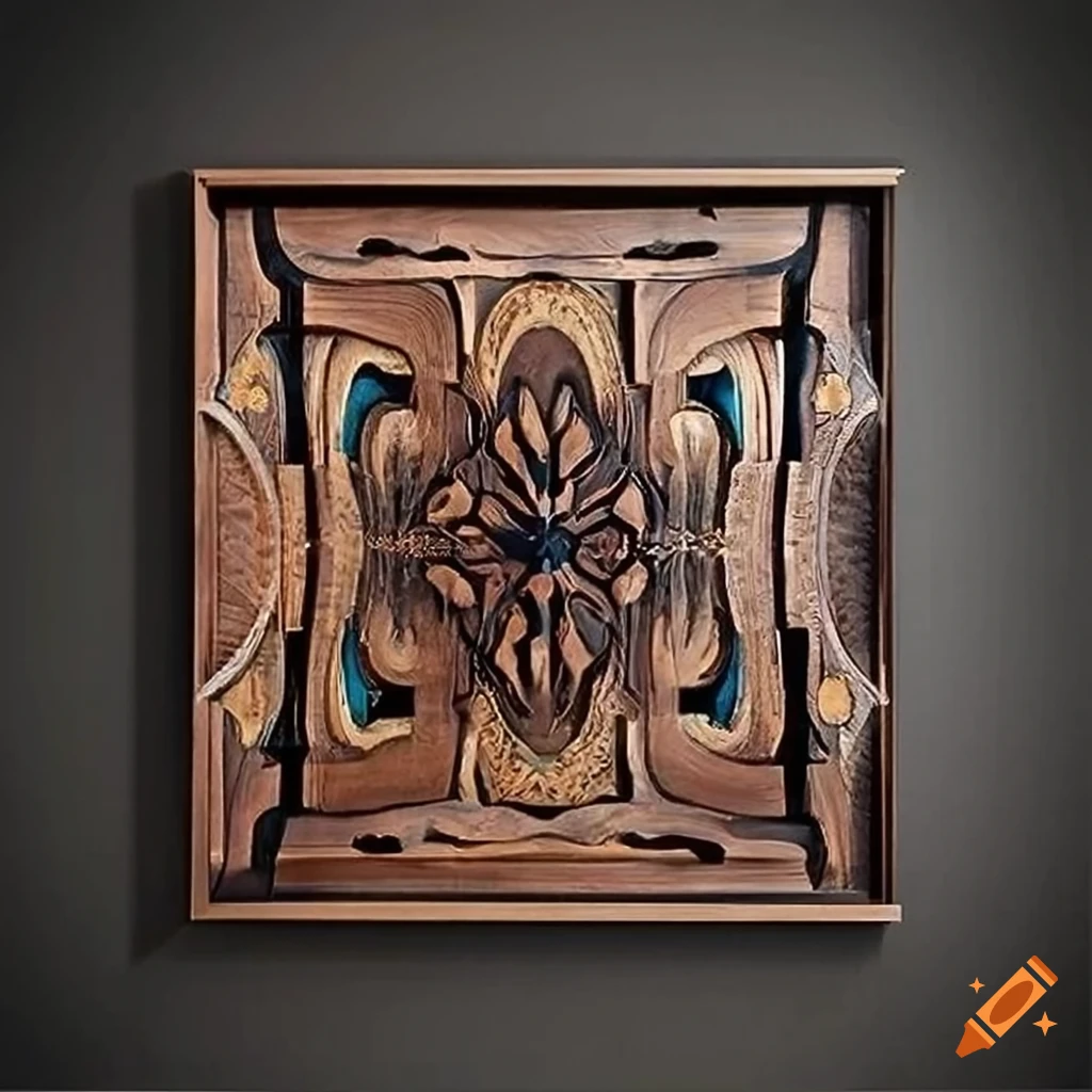 Luxurious black walnut wood wall art with intricate carvings