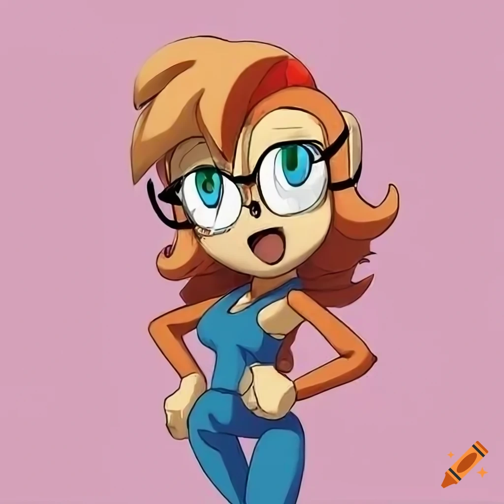 Sally Acorn with beige hair and glasses