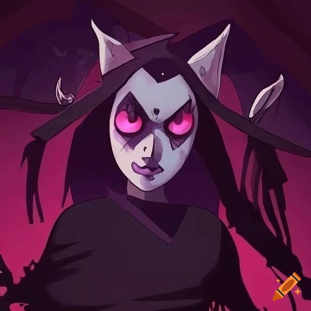 Cartoon goth gargoyle witch in a fantasy art style