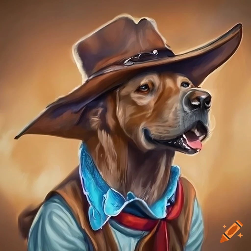 Fantasy dogman Labrador in a cowboy outfit
