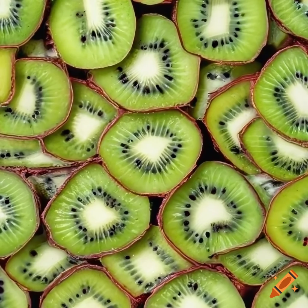 Kiwi slices arranged in close-up view