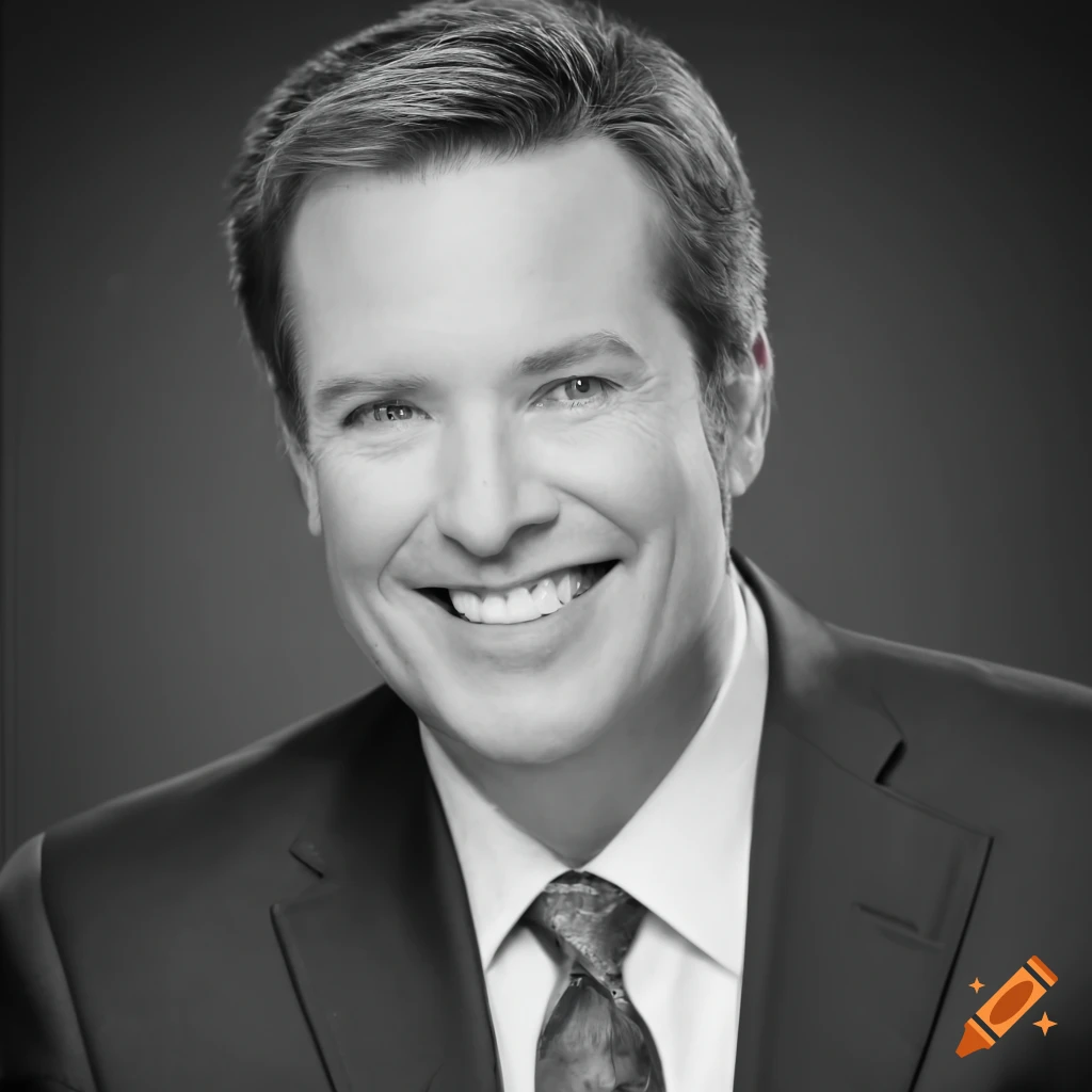 Professional news anchor Nelson Anderson in a grayscale studio