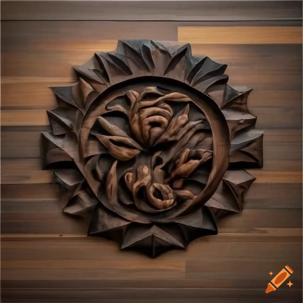 Black walnut wall art with intricate holes and carving