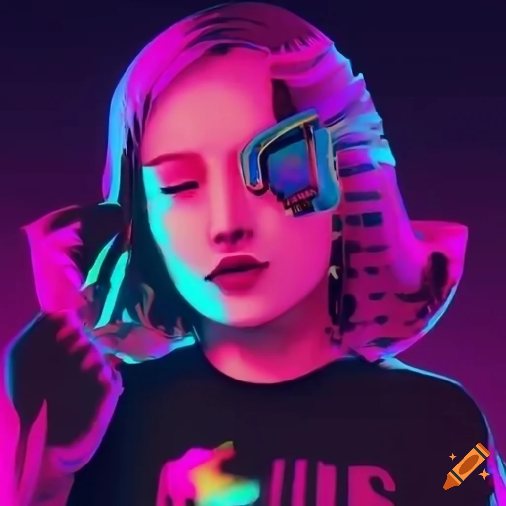 Roxi pcp, retrofuturistic glitchpop artist with vaporwave theme