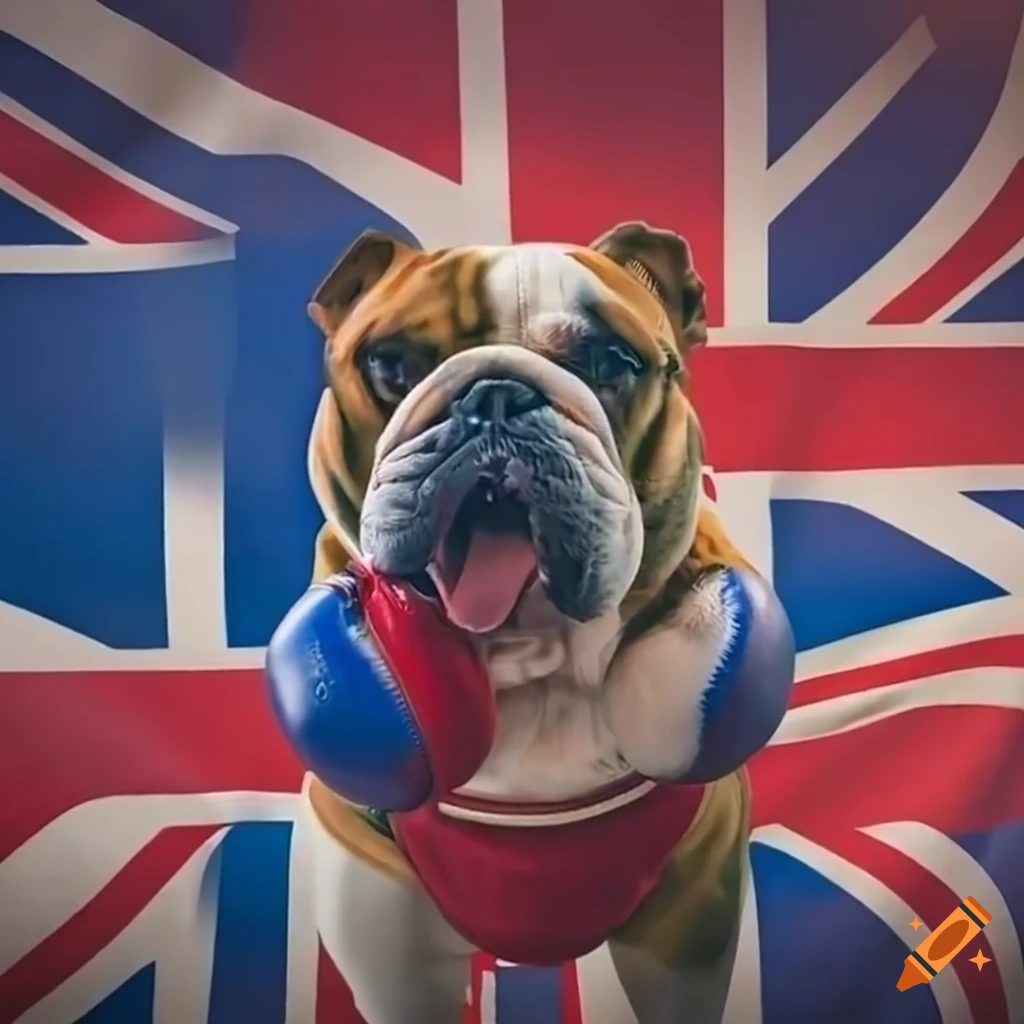 British Bulldog in union flag boxing gear