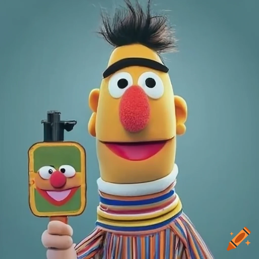 Ernie and Bert as a traffic light and road sign