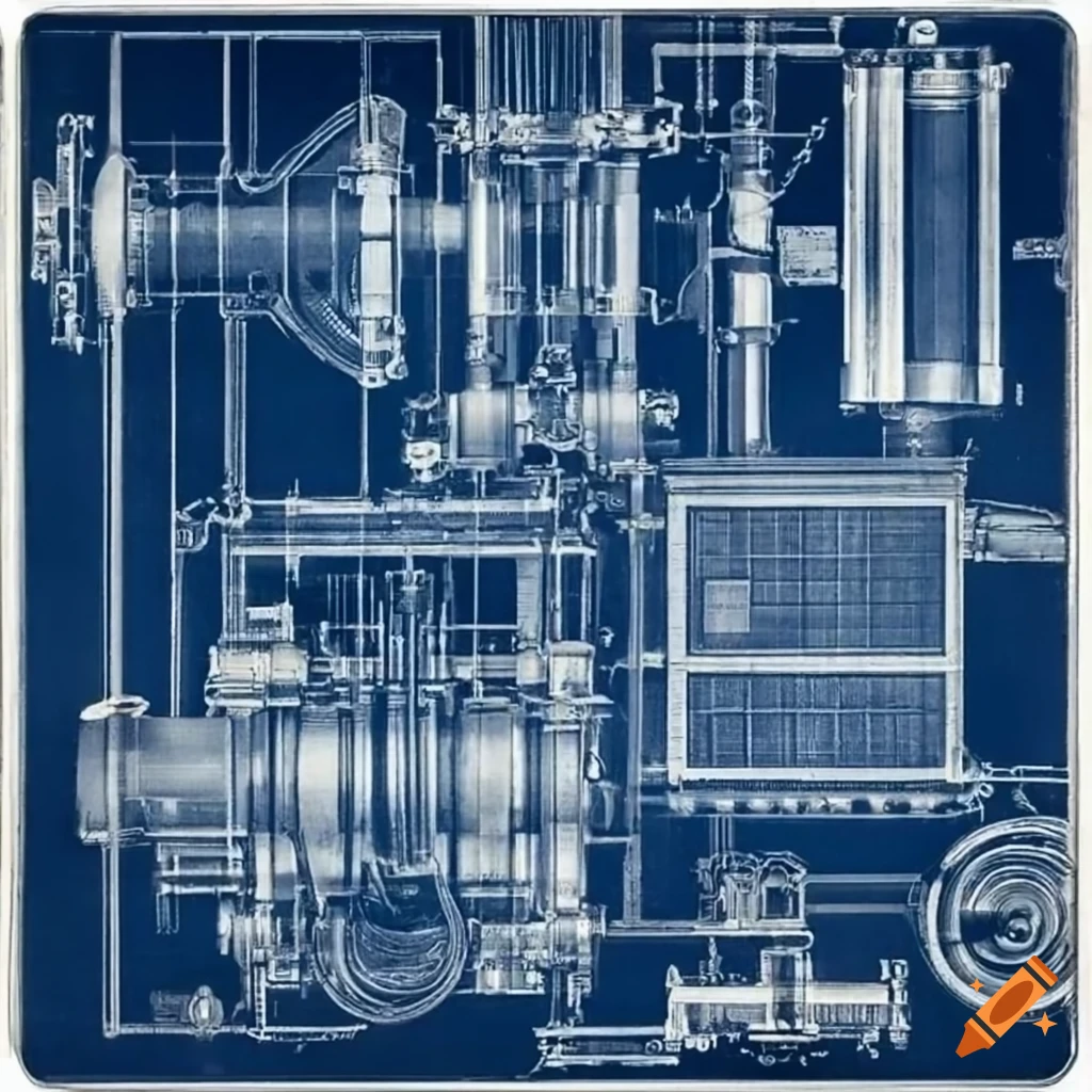 Historic oil-flow diagram of an internal combustion engine with signs of use