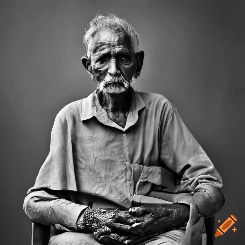 Old Indian man sitting with a dove