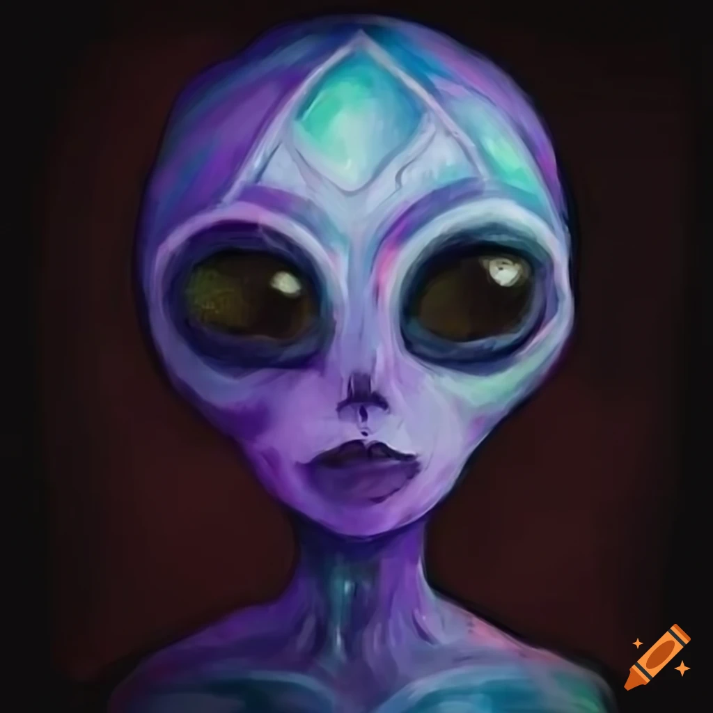 Pompous gemstone alien drawing