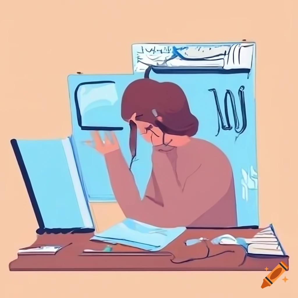 Stressed person at cluttered desk with computer showing tasks, symbolizing work pressure