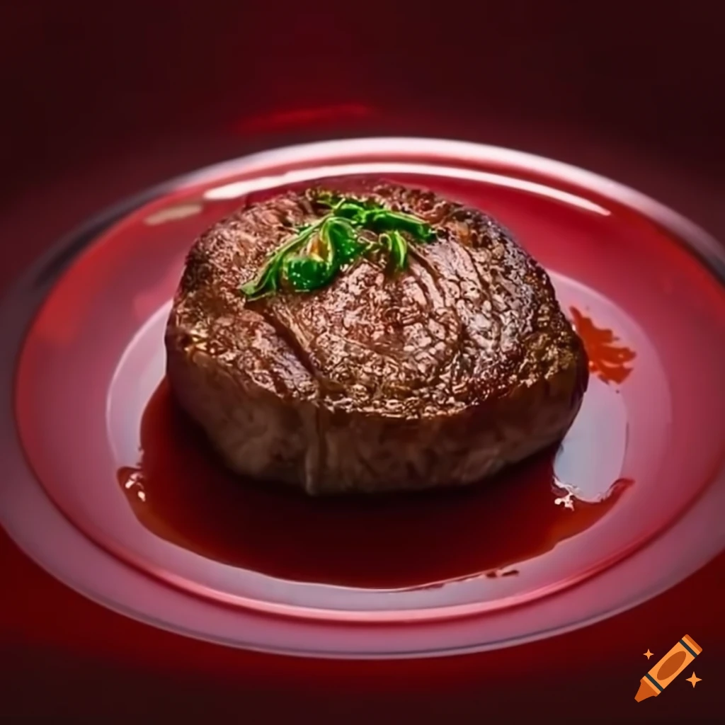 Delicious filet mignon on a ruby platter