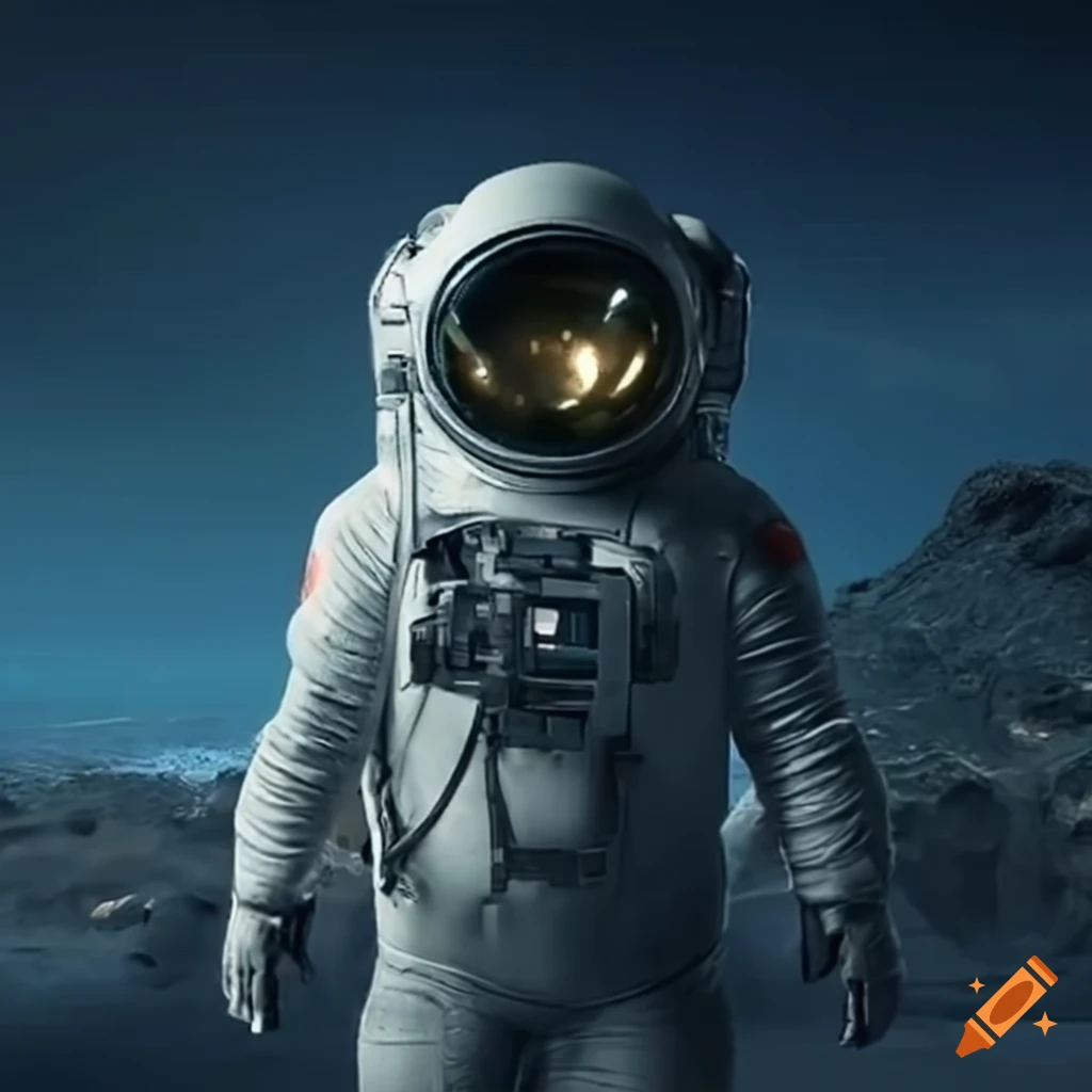 Astronaut discovering alien flora on an unexplored planet