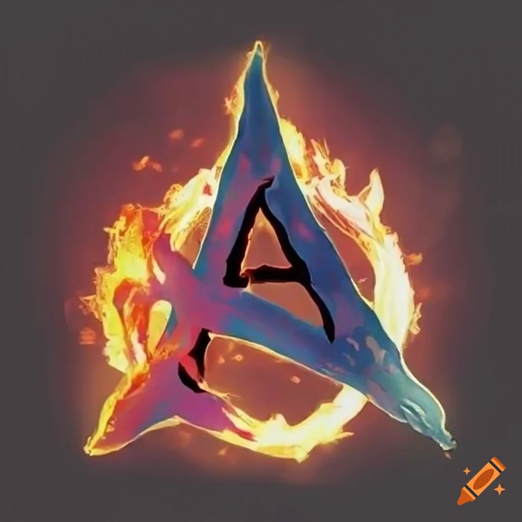 Fire style emblem with an anarchy A symbol
