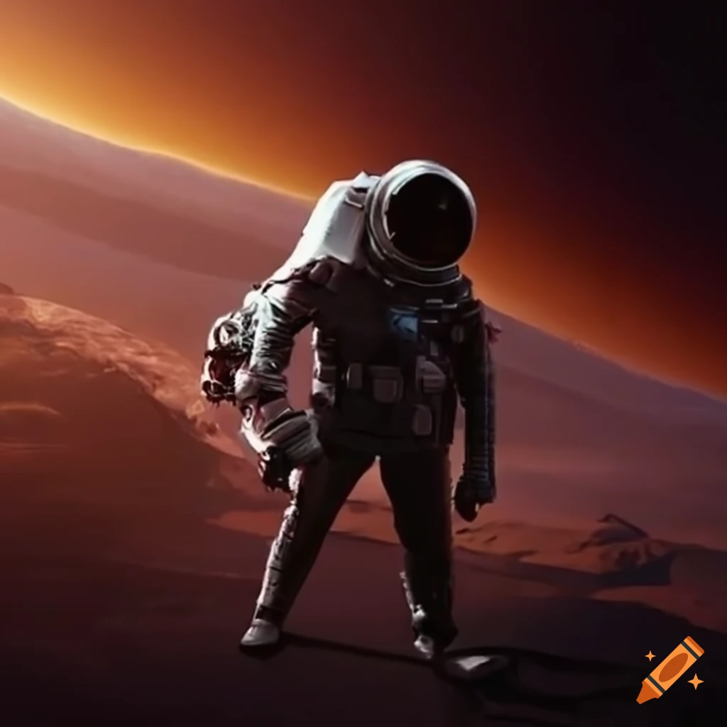 Astronaut discovering alien flora on an unexplored planet