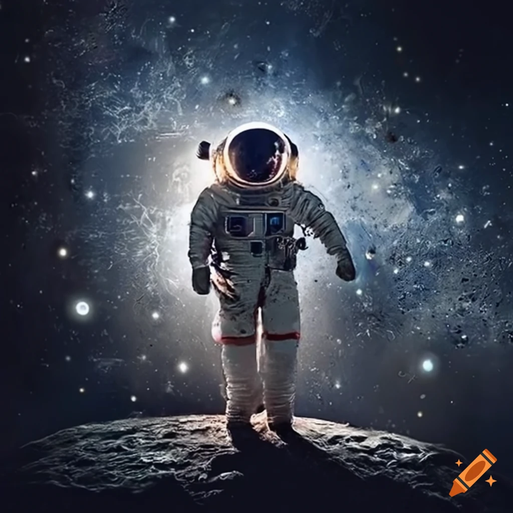 Astronaut's suit with moon dust splatter in detailed depiction