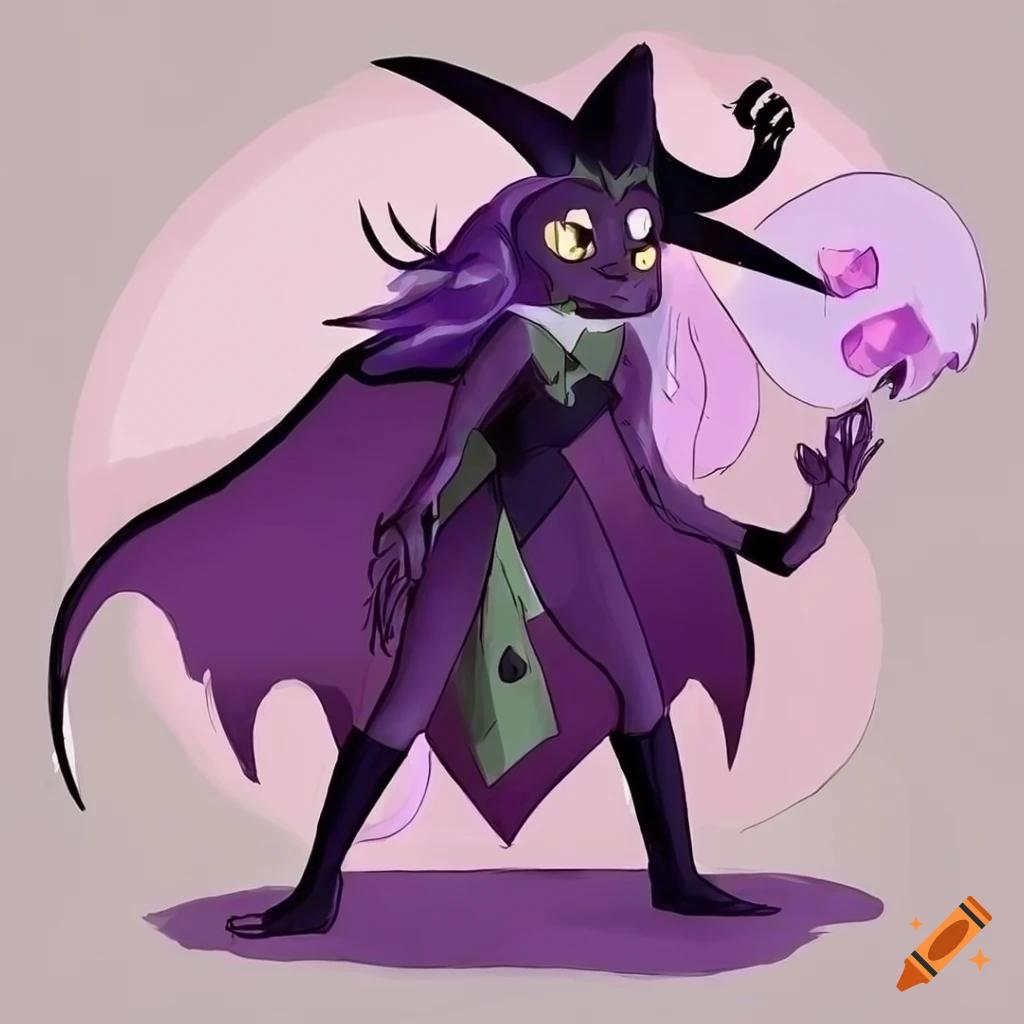 Cartoon goth gargoyle witch character illustration