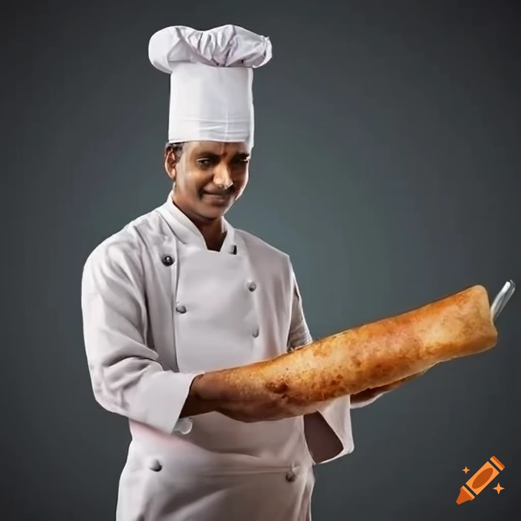 South Indian Chef making a hot Dosa