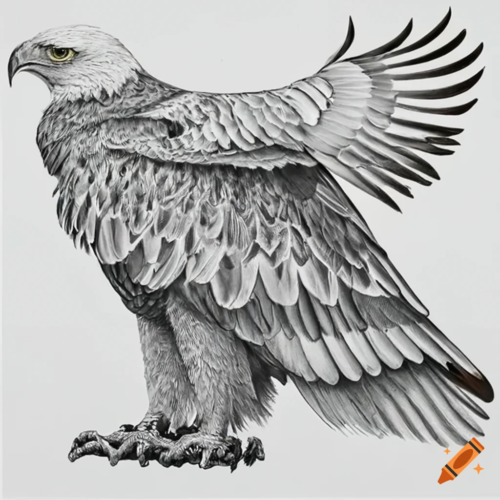 Realistic full body Eagle ready for laser engraving