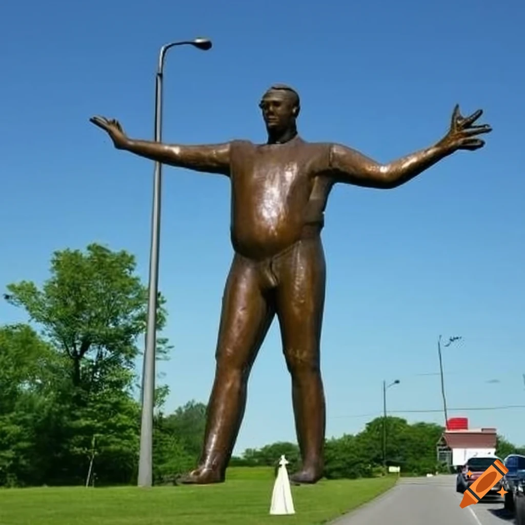 Immensely huge bronze statue called 'The Daydrinker' on the New Jersey Turnpike