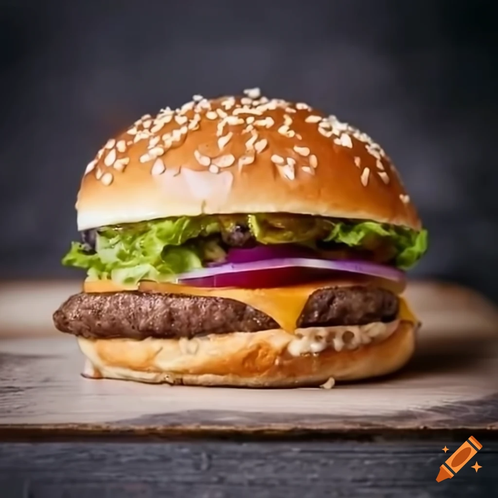 Delicious burger with 'best burger' text