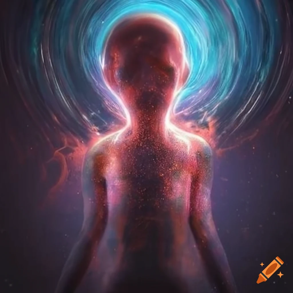 Dreamer consumed by explosion of energy turning into light and sound