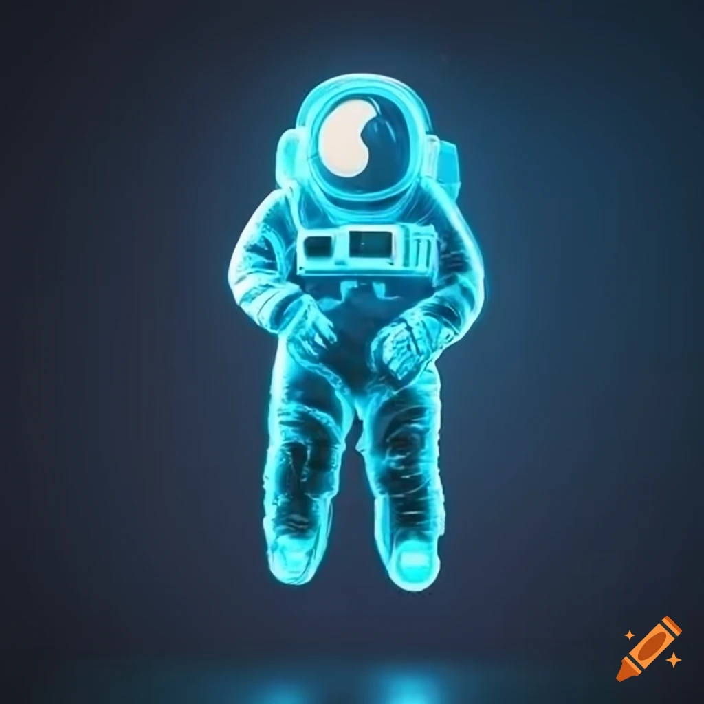Neon floating astronaut in space