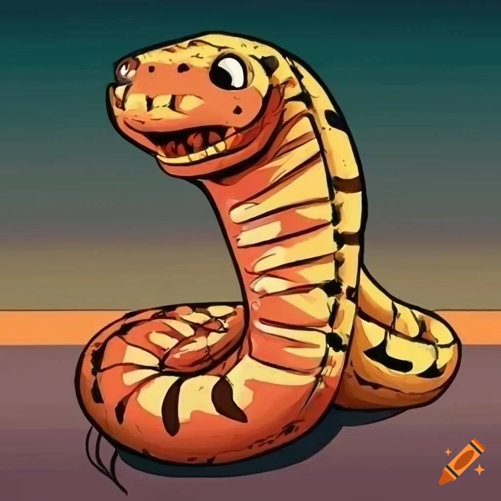 Cartoon style lovely hognose snake in comic art