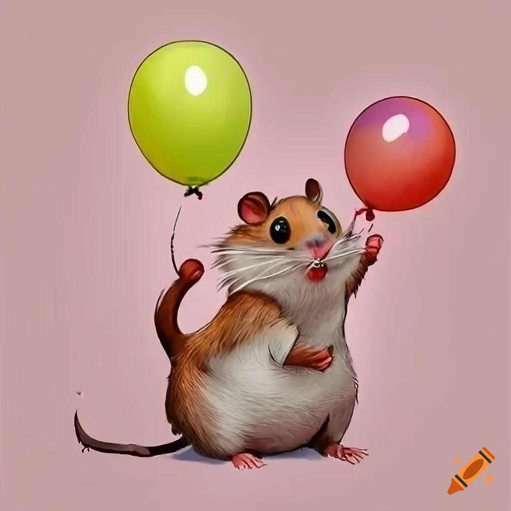 Delightful toon hamster holding balloons on cover art