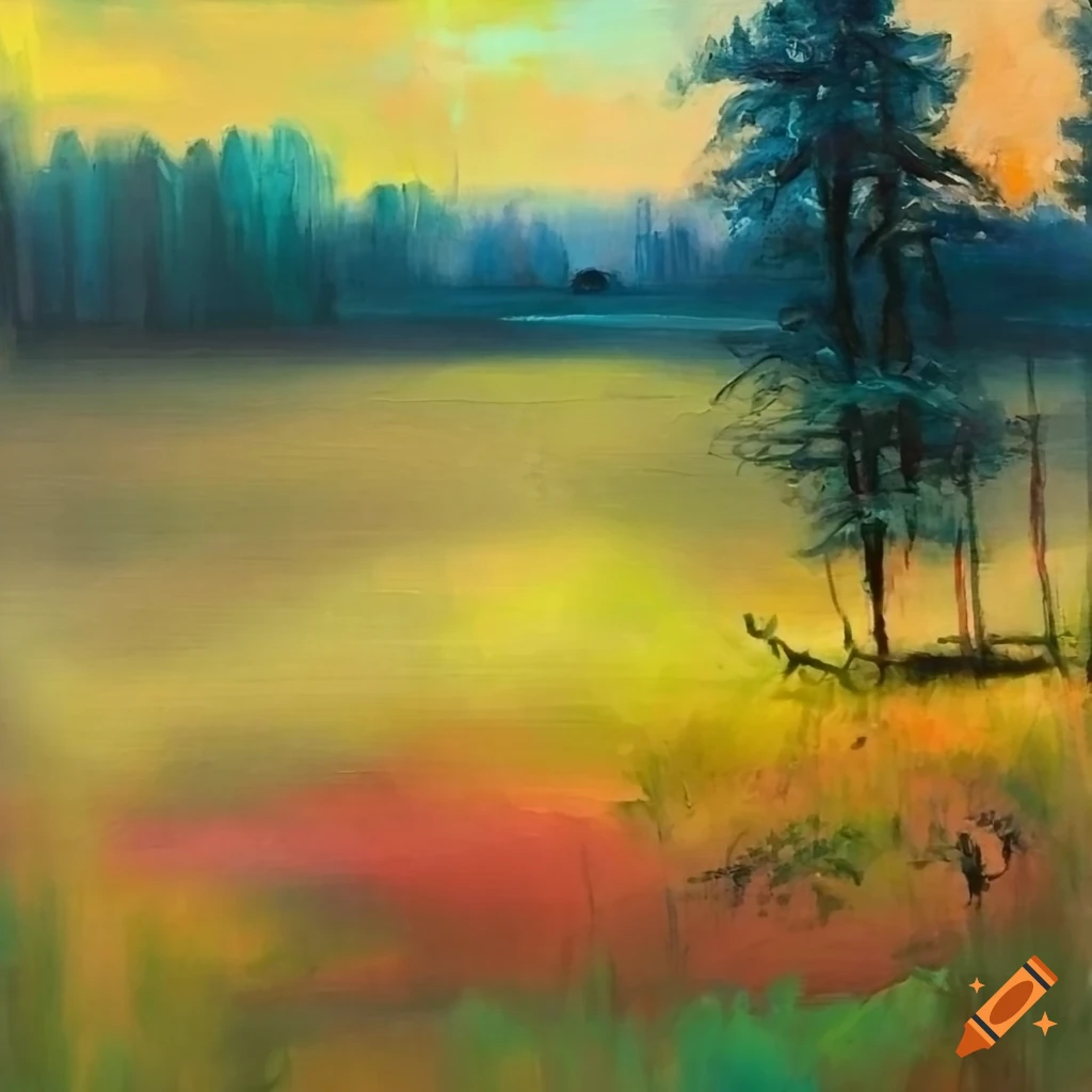 Sad painting of a stormy meadow
