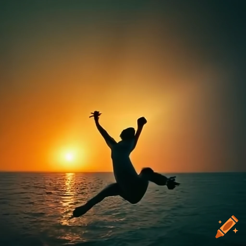 Person falling towards the sun