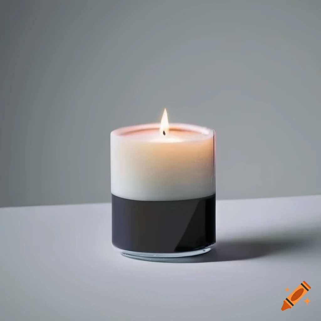Luxury white candle with ZOVION label on wash basin