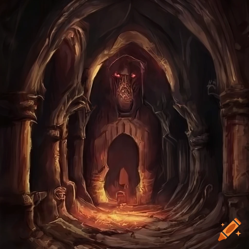 Dark gothic dungeon in DND art style