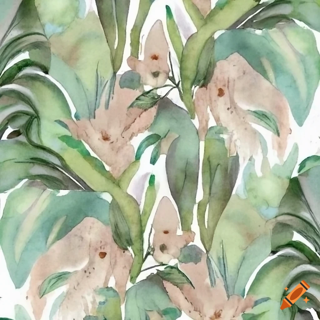 Brazilian flora in sage green and beige accents
