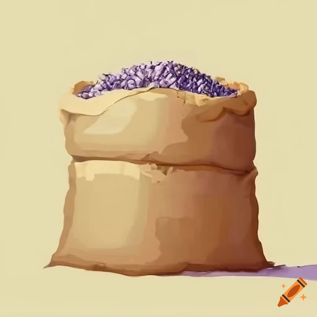 Stack of rice sacks in a large container