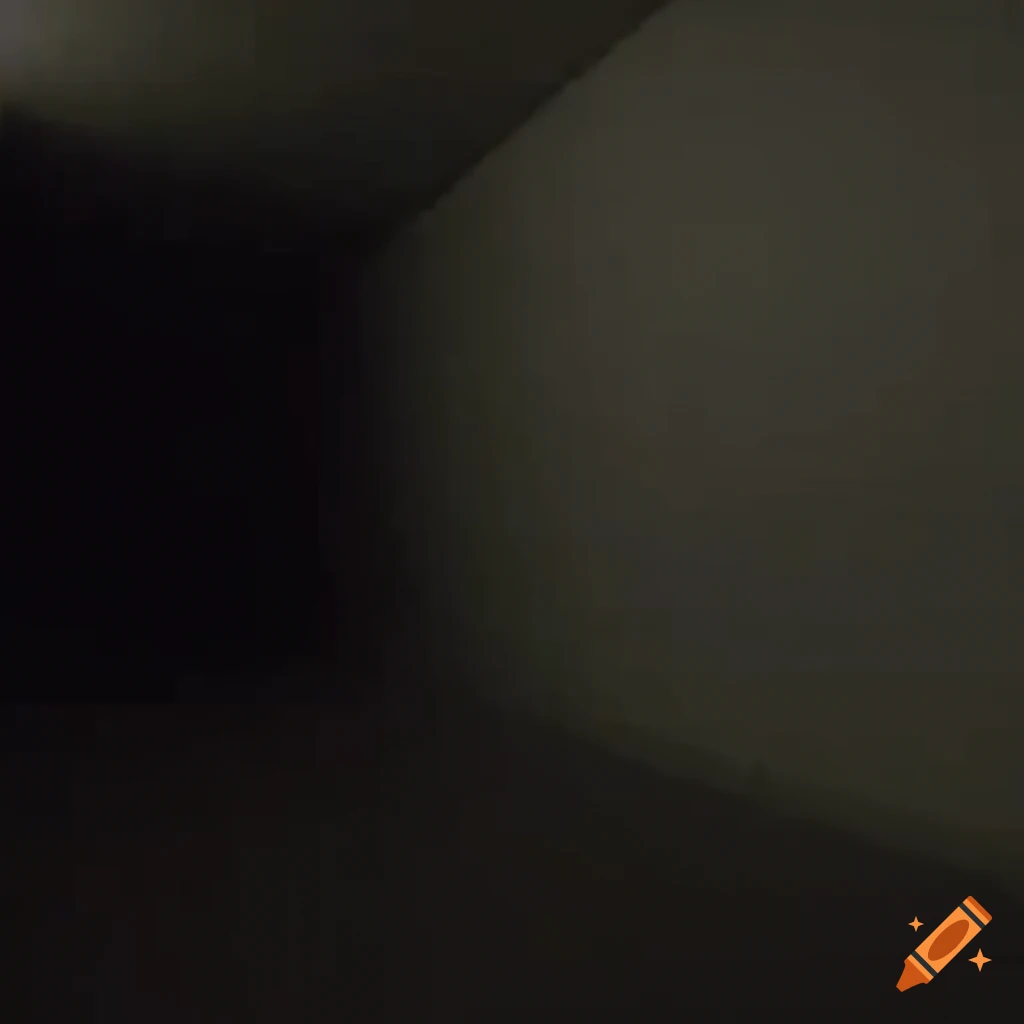 Camcorder footage of a liminal space in an empty grey room with generators and darkness