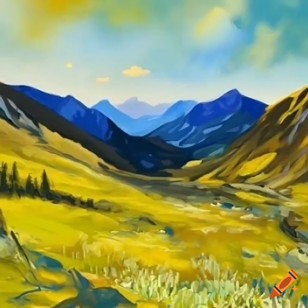 Alpine meadow with view of steep mountains in early spring