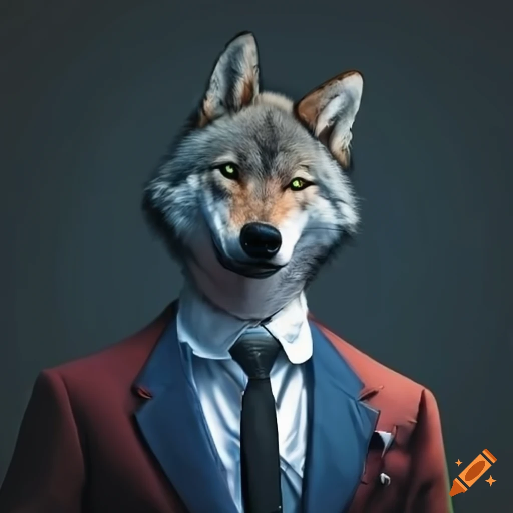 Wolf wearing a suit