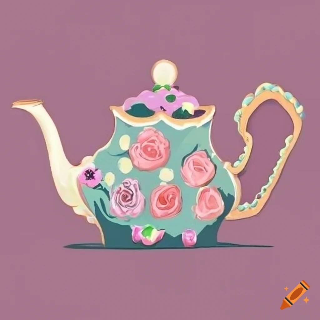 Vintage style tea set clip-art