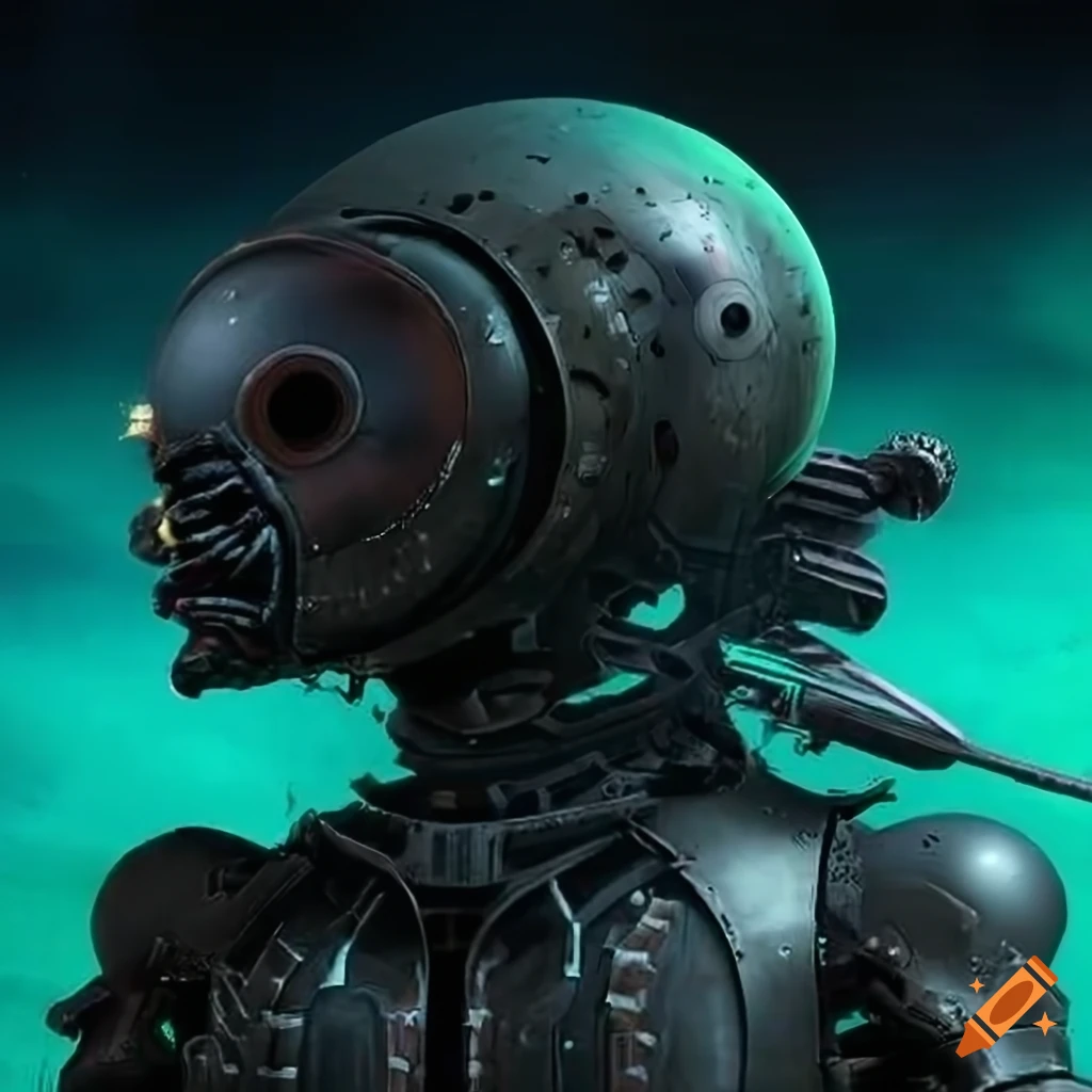Surrealist aliens inside an asymmetrical organic spaceship with strange machines and light boards