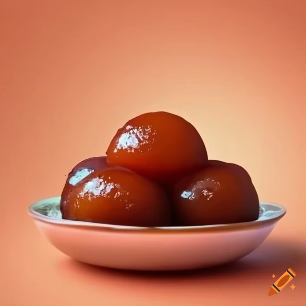 Indian style traditional bowl with two Gulab Jamun in sugar syrup