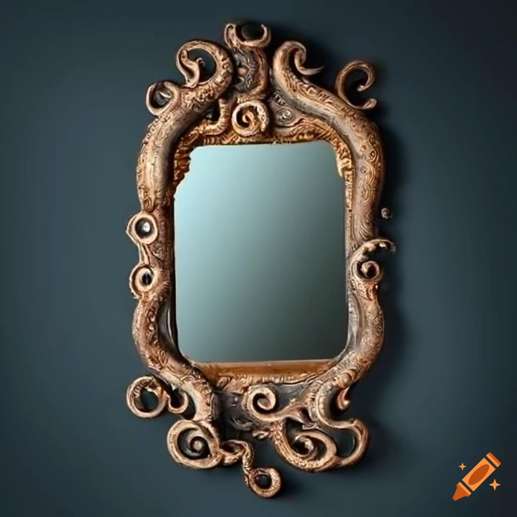 Antique mirror with octopus tentacles around the frame