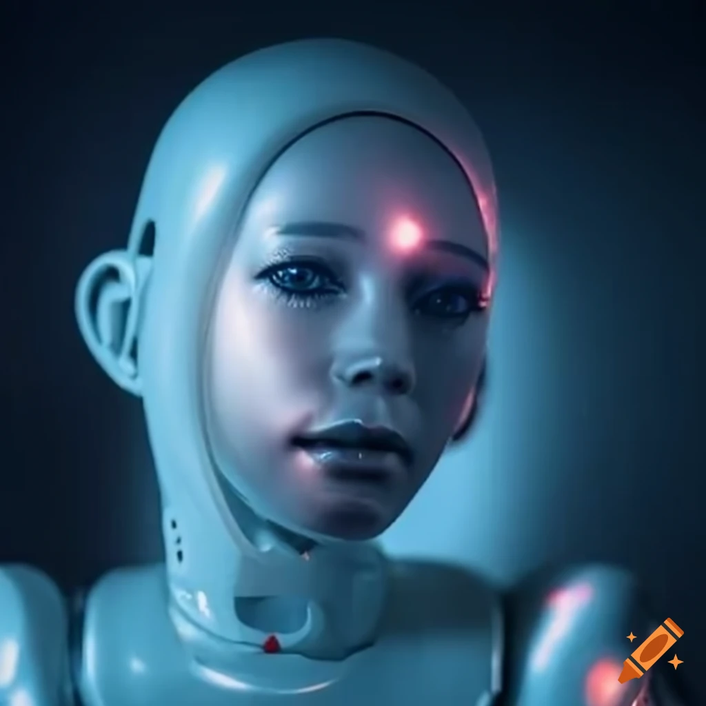 Dreamer connects with A.I. Robot in a cosmic dream