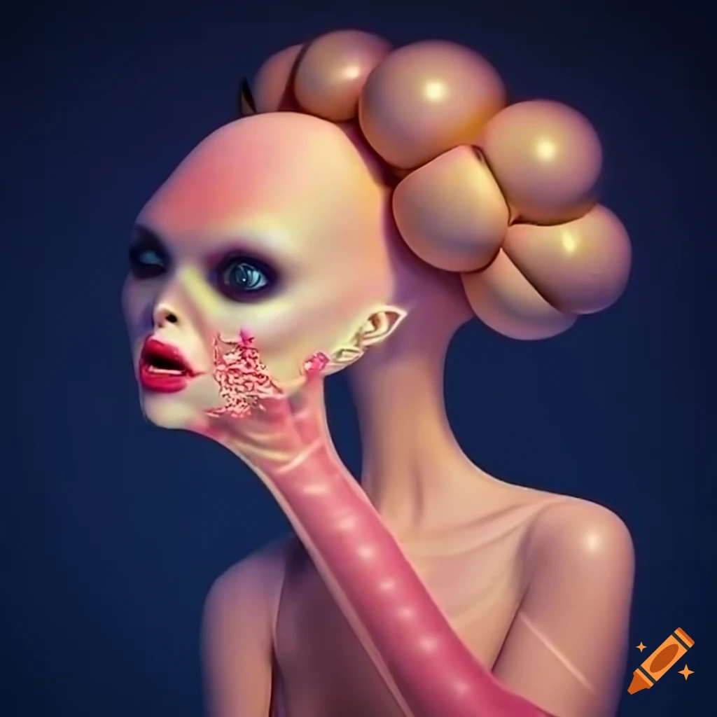 Surrealist aliens inside an organic spaceship with vintage 1960s Christmas show featuring The Fabulettes band
