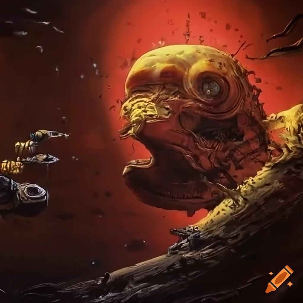70s sci-fi organic machine art by Akira Toryiama