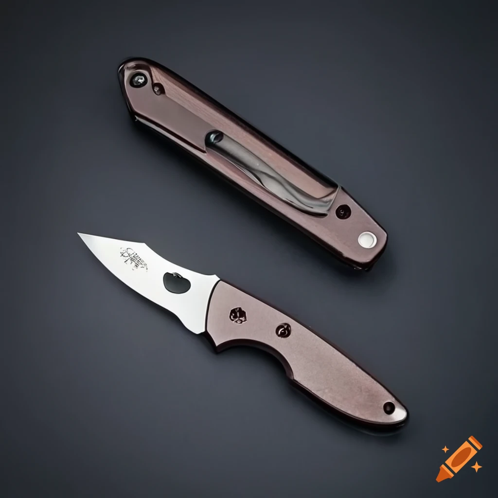 Spyderco jackknife scalpel on dark glass steel table with futuristic Japan style