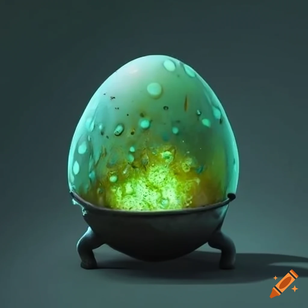 Witch's Cauldron Egg - egg with green bubbling spots on the shell