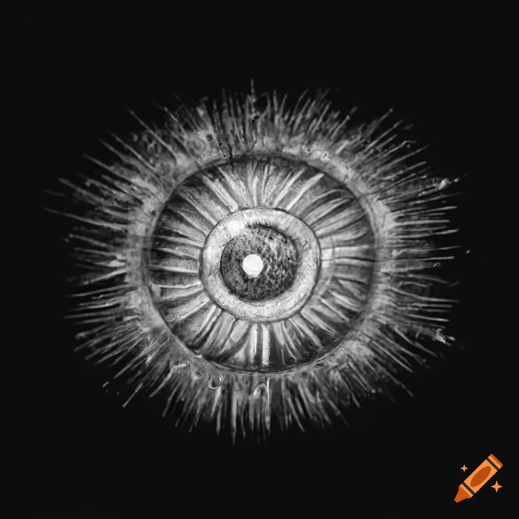 Creative eye design with coins and detailed cornea
