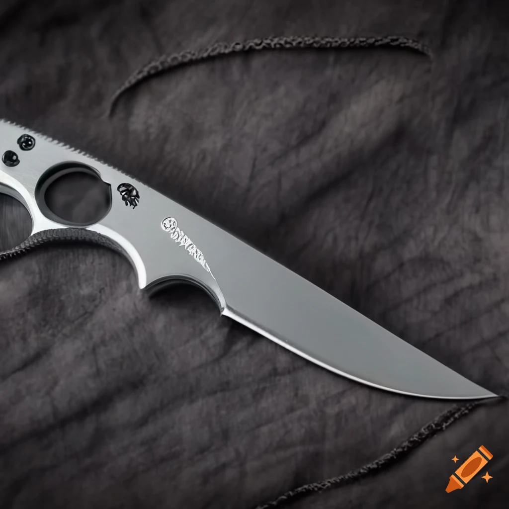 Spyderco jackknife scalpel on dark glass steel table with futuristic Japan style